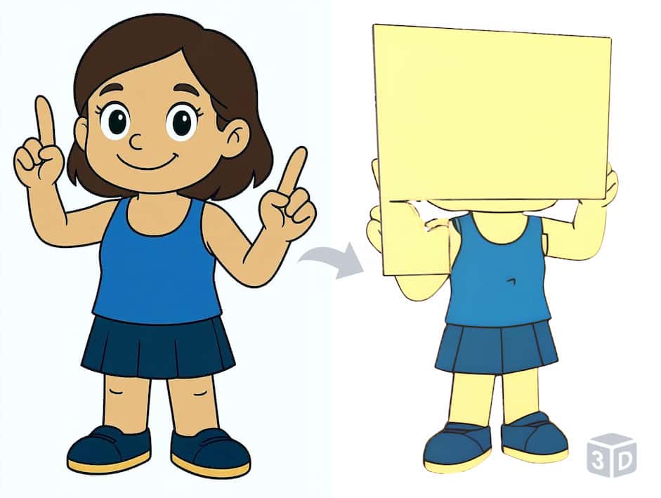 Flat logo converted to box-like model